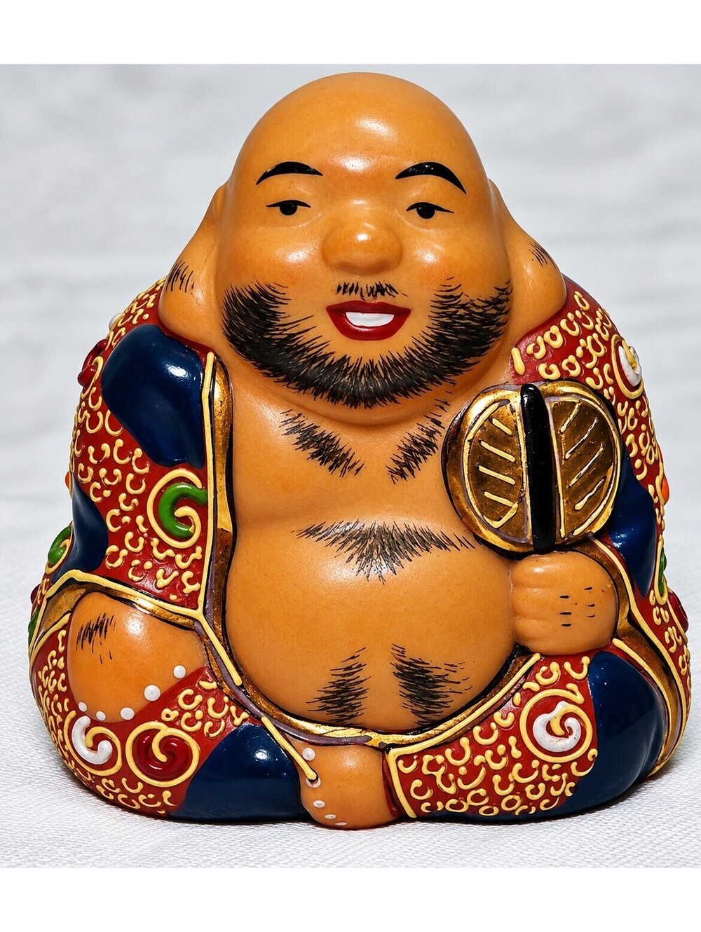 Vintage Japanese Hotei Lucky God Porcelain Moriage Figurine 2" Unmarked